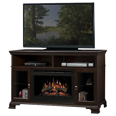 Brookings Media Console Fireplace with Logs